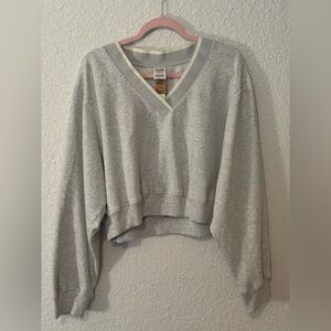 Victoria's Secret PINK Premium Fleece Cropped V-Neck Pullover size XL NWT